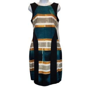 NWT Ivanka Trump Women`s Size 8 Sleeveless Sheath Multicolor Dress Knee Length